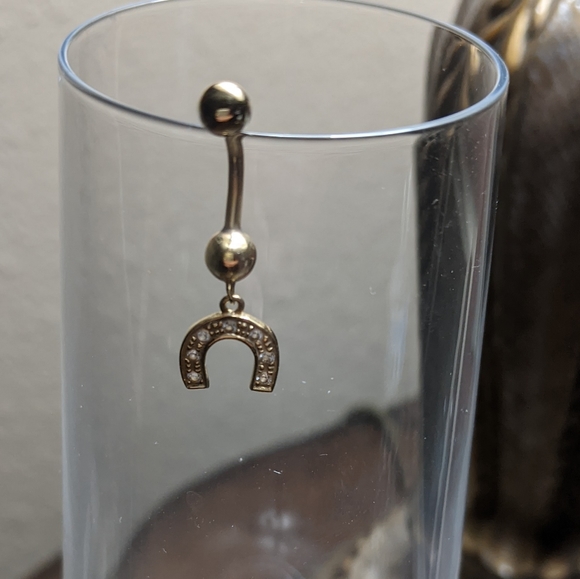 14 Karat Gold Lucky Horseshoe Belly Ring,All Products : American Fashion Style Bags On Sale